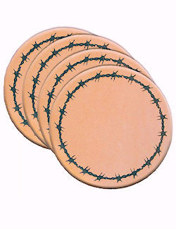 Raw Edge Ranch Wire Leather Coaster Set