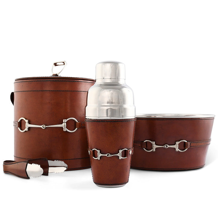 Luxe Leather Collection Bit-Trimmed Insulated Ice Bucket