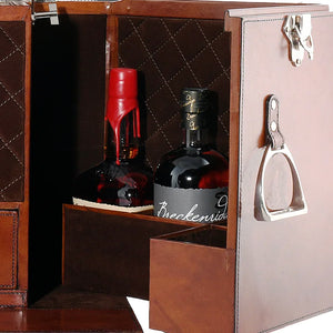 Luxe Leather Collection Stirrup-Handled Bar Cabinet