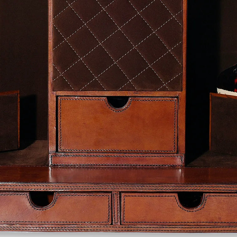 Luxe Leather Collection Stirrup-Handled Bar Cabinet