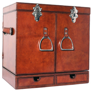 Luxe Leather Collection Stirrup-Handled Bar Cabinet