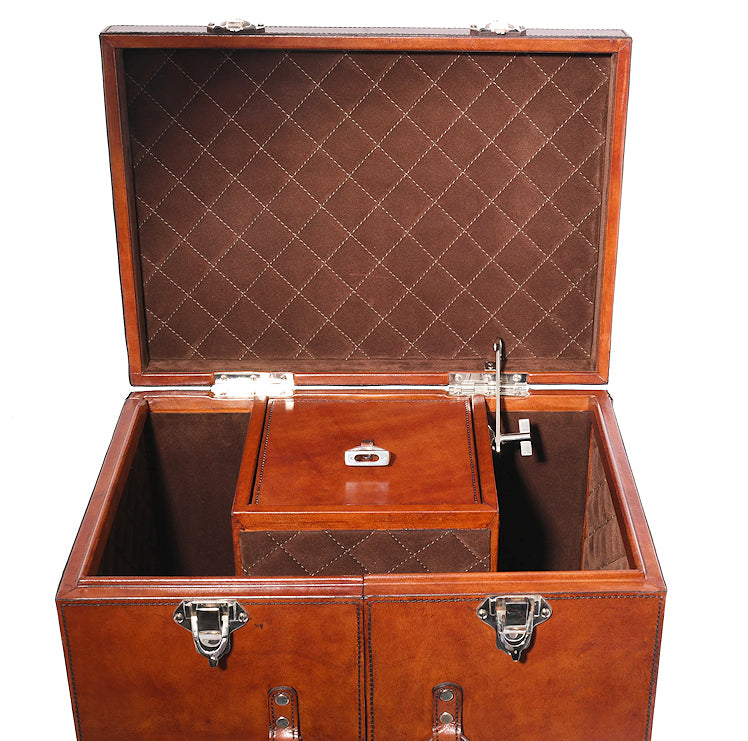 Luxe Leather Collection Stirrup-Handled Bar Cabinet