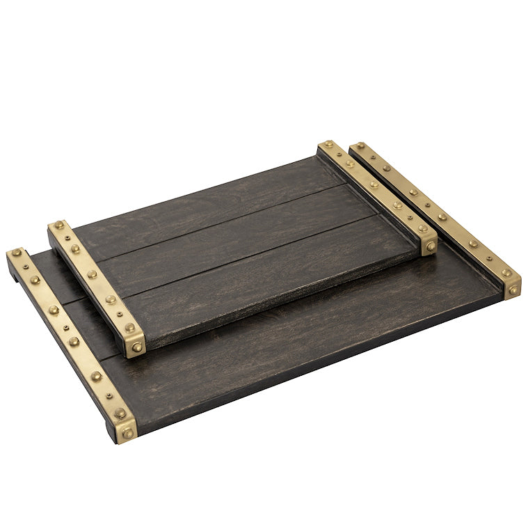 Rustic Mango Wood Planked Serving Tray Set