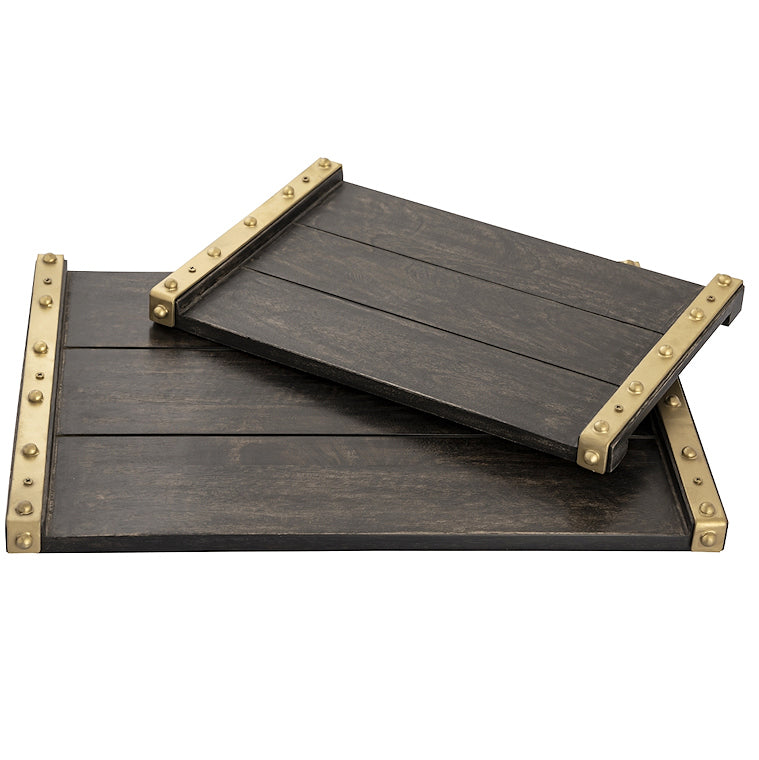 Rustic Mango Wood Planked Serving Tray Set