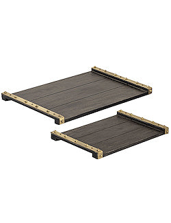 Rustic Mango Wood Planked Serving Tray Set