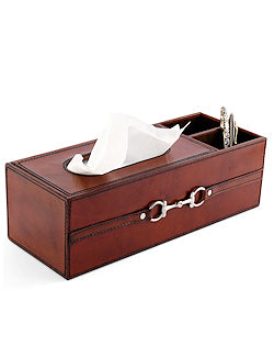 Luxe Leather Collection Bit-Trimmed Storage Tissue Box