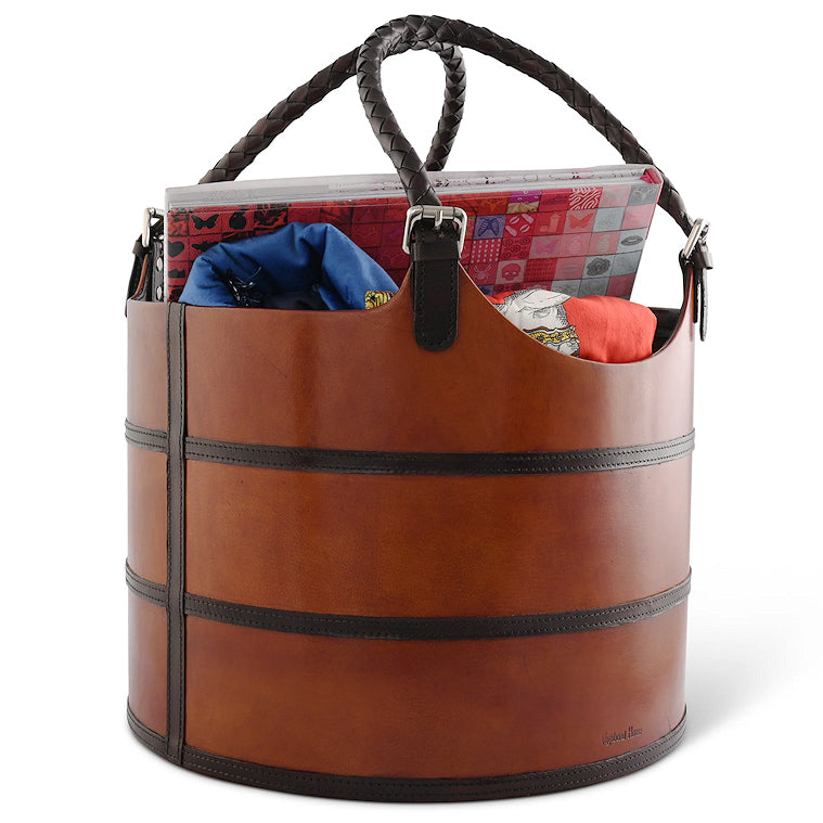 Luxe Leather Collection Bit-Trimmed Storage Basket