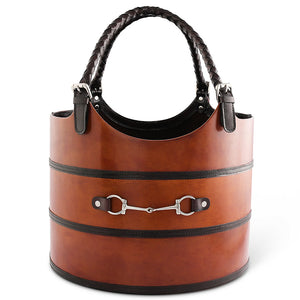 Luxe Leather Collection Bit-Trimmed Storage Basket