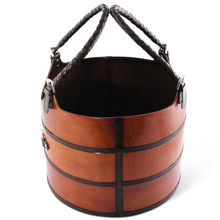 Luxe Leather Collection Bit-Trimmed Storage Basket