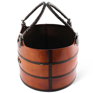 Luxe Leather Collection Bit-Trimmed Storage Basket