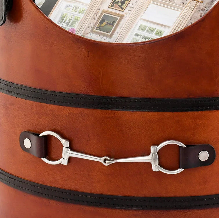 Luxe Leather Collection Bit-Trimmed Storage Basket