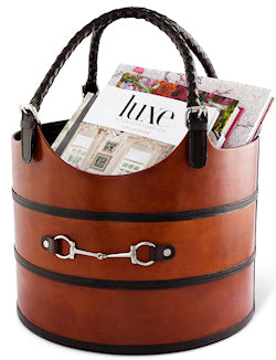 Luxe Leather Collection Bit-Trimmed Storage Basket