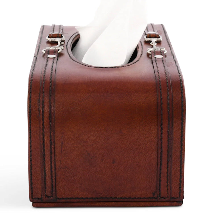 Luxe Leather Collection Bit-Trimmed Tissue Box