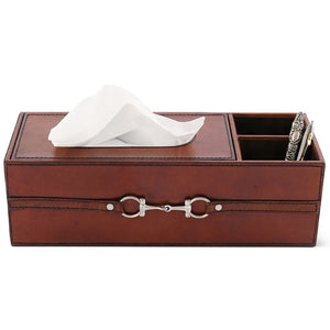 Luxe Leather Collection Bit-Trimmed Storage Tissue Box