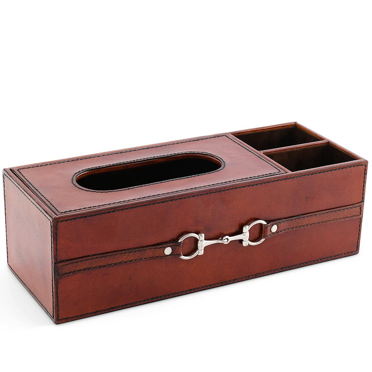 Luxe Leather Collection Bit-Trimmed Storage Tissue Box