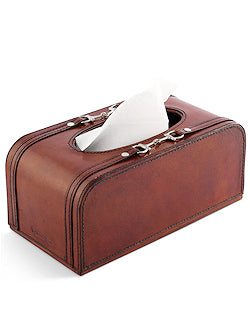 Luxe Leather Collection Bit-Trimmed Tissue Box