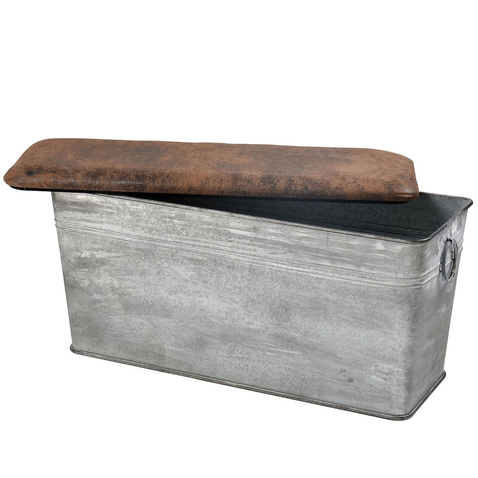 Galvanized Metal Trough Storage Bench