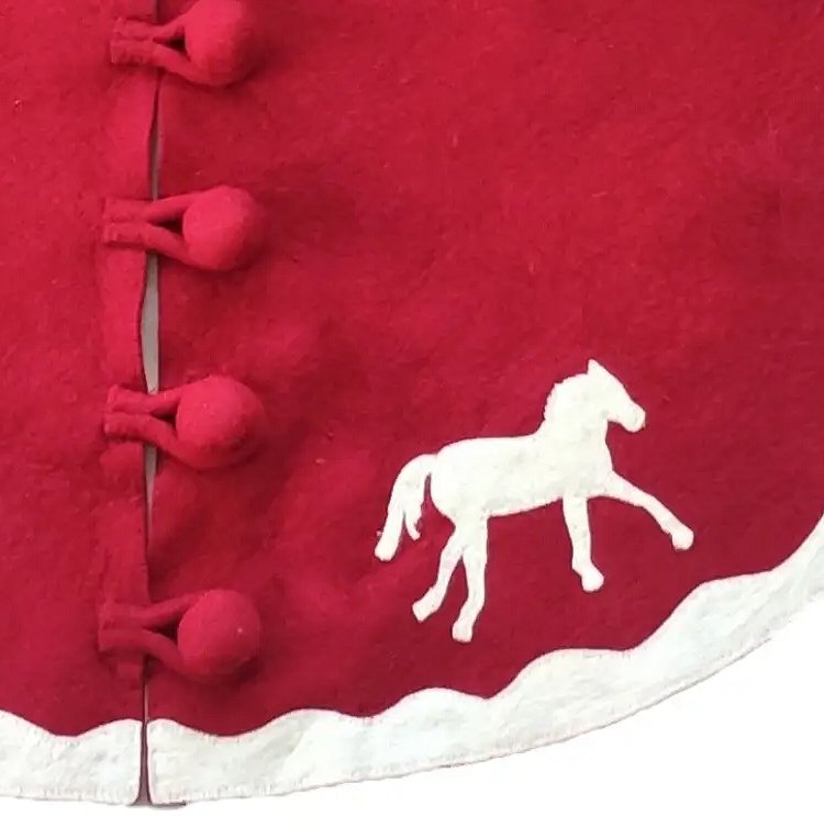 Festive Red Winter Romp Equestrian Wool Tree Skirt