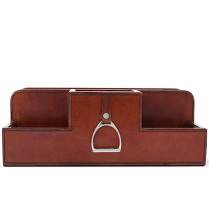 Luxe Leather Collection Bit-Trimmed Desk Caddy