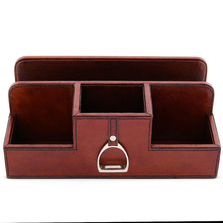 Luxe Leather Collection Bit-Trimmed Desk Caddy