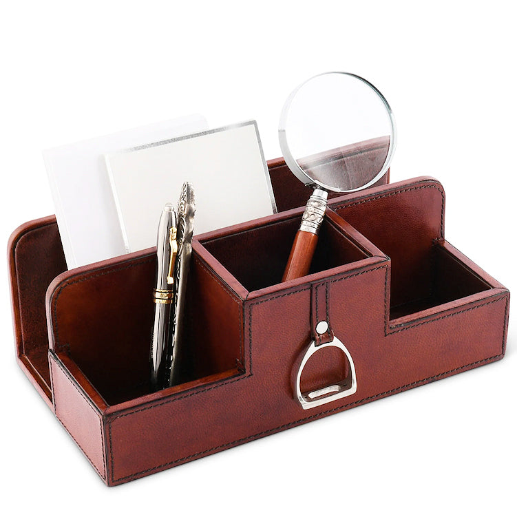 Luxe Leather Collection Bit-Trimmed Desk Caddy