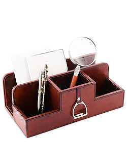 Luxe Leather Collection Bit-Trimmed Desk Caddy