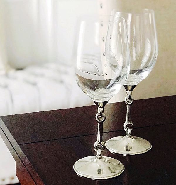 Handcrafted Stem Wine Glass Set of 6 - Pewter Collection