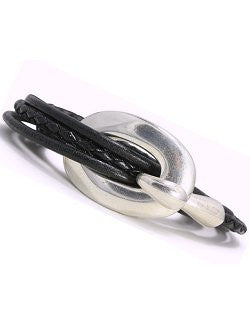Steel Knot Leather Loop Bracelet White